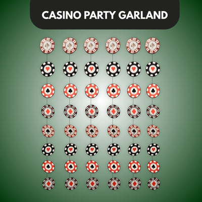 Card Party String Decoration 6PC - Casino Wall Hanging Decor | Wanna Party - Image 1