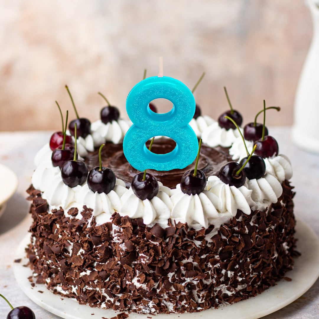 Number 8 Glitter Candle - 1PC