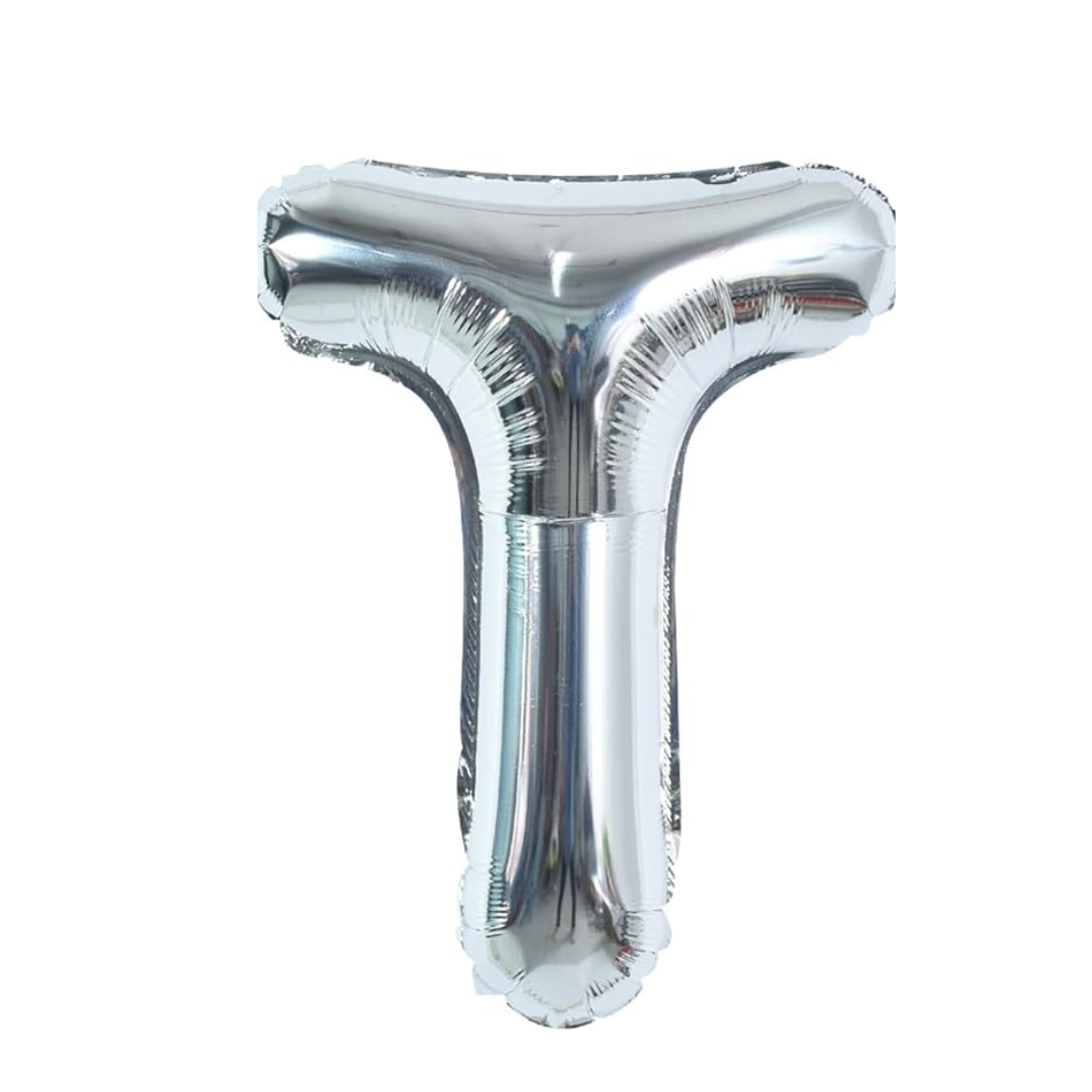 Letter T Silver Foil Balloon - 16 inches - 1PC