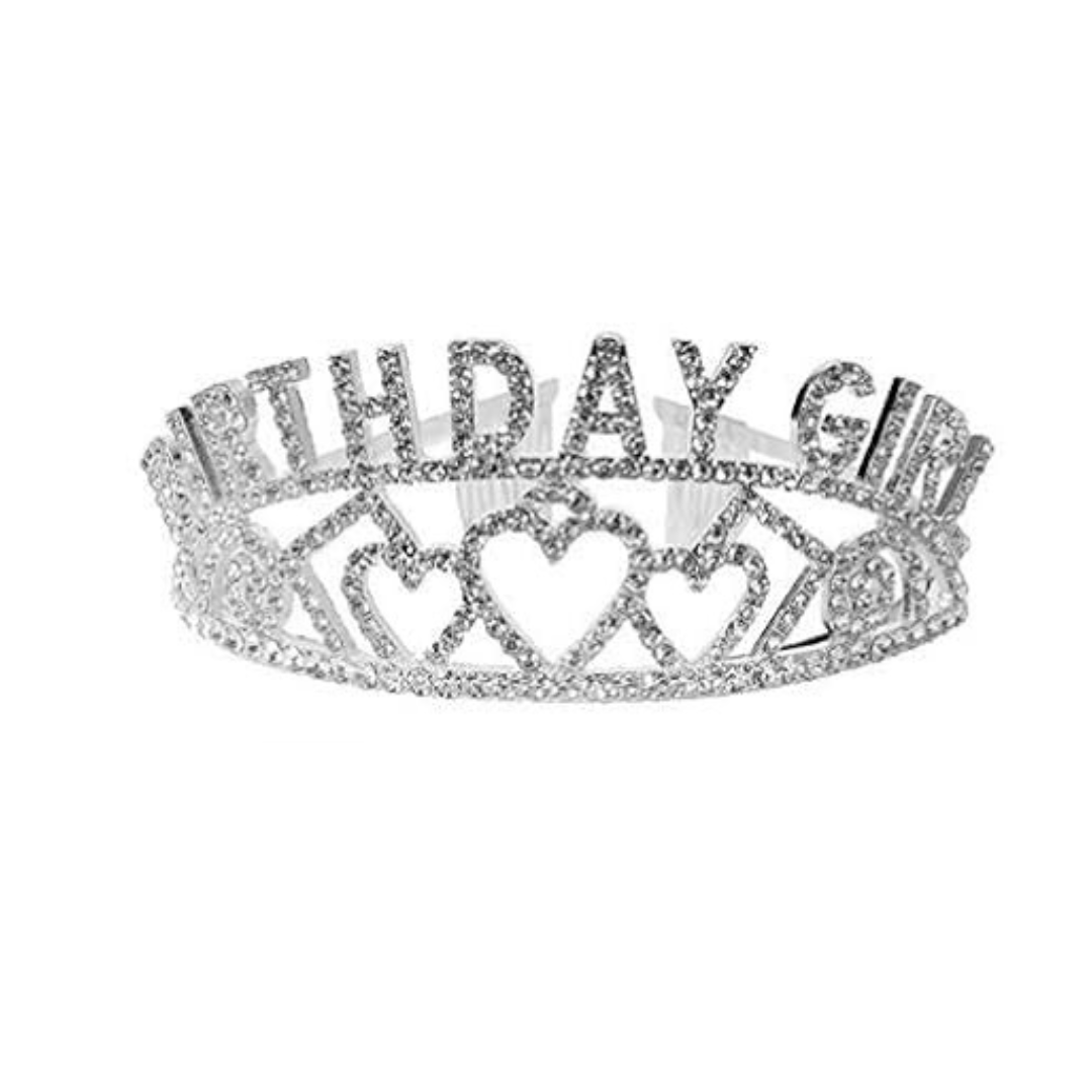 Birthday Girl Tiara with Happy Birthday Pink Satin Sash Combo - 2PC Set