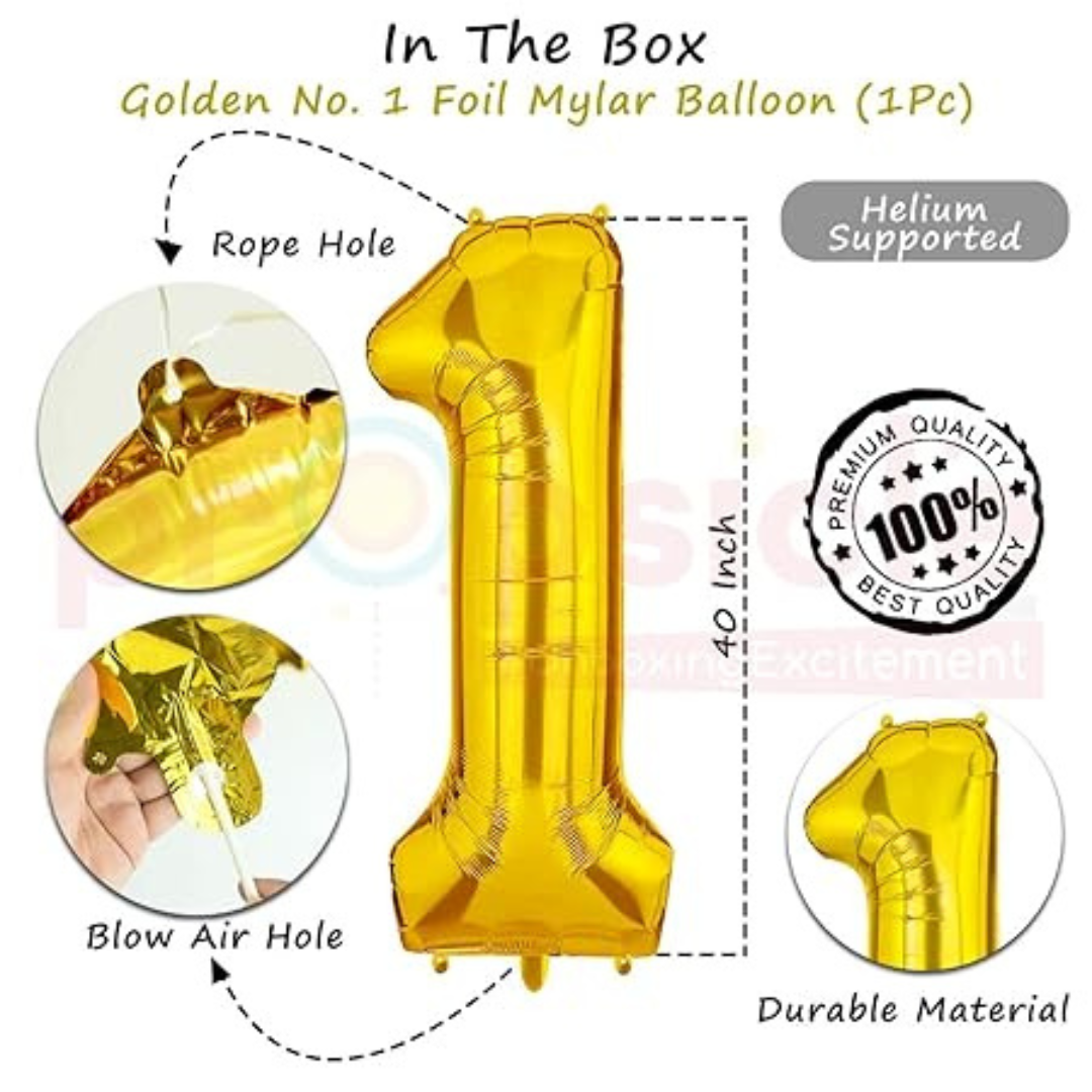 Gold Number 1 Balloon 18 inches ? Only Normal Air ? Not For Helium