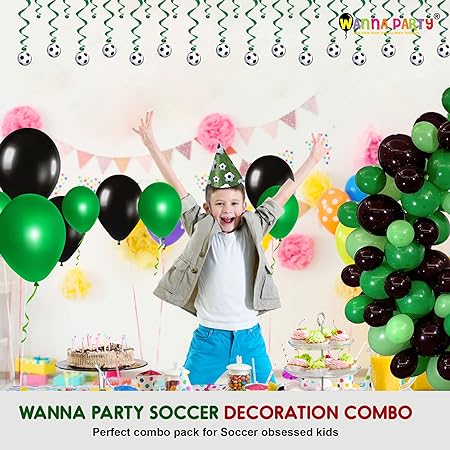 Soccer Theme Happy Birthday Green & Black Decor Set - 35PC