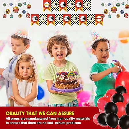 Car Theme Red & Black Birthday Decor Combo - 34PC