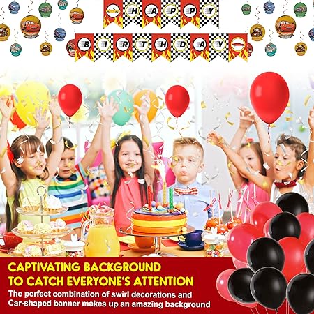 Car Theme Red & Black Birthday Decor Combo - 34PC