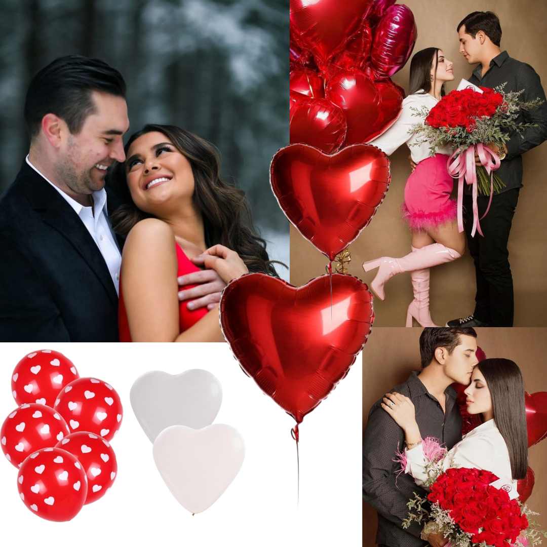 Foil Heart With Latex Balloon Combo - 10PC