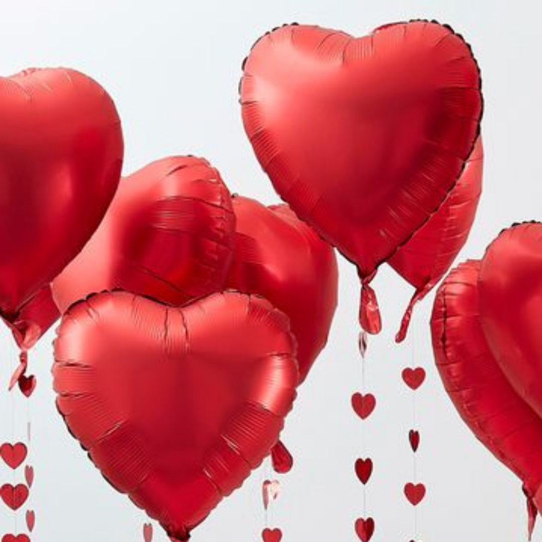 Foil Heart With Latex Balloon Combo - 10PC