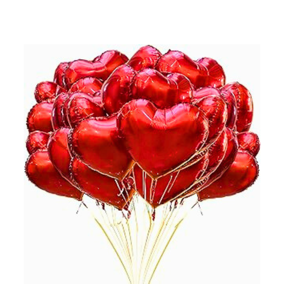 Red Heart Foil Balloon 18' - Pack of 4PC Valentines Balloons with Red Heart Shaped Foil Balloons for Decoration for Anniversary, Wedding Decoration