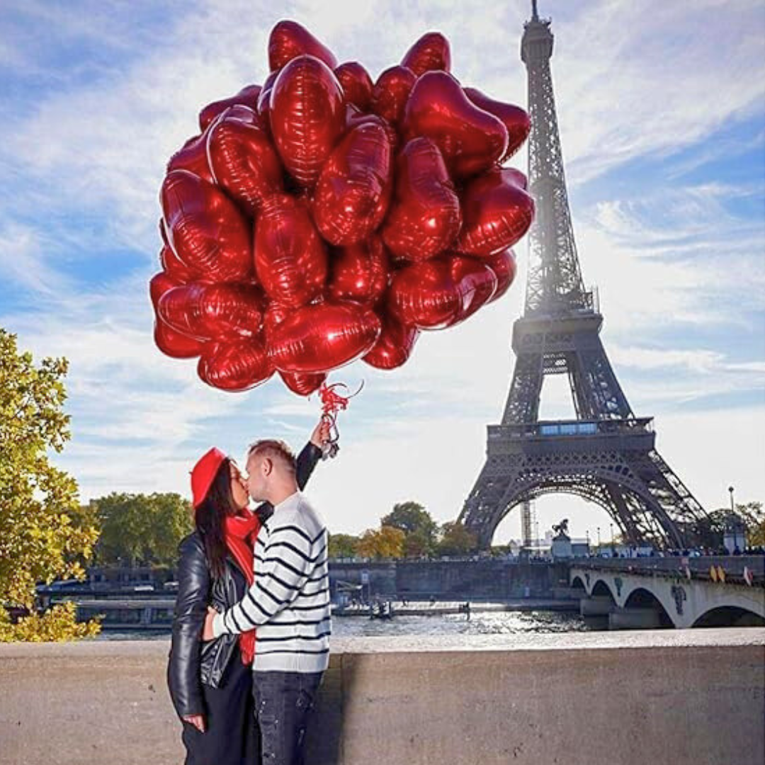 Red Heart Foil Balloon 18' - Pack of 4PC Valentines Balloons with Red Heart Shaped Foil Balloons for Decoration for Anniversary, Wedding Decoration