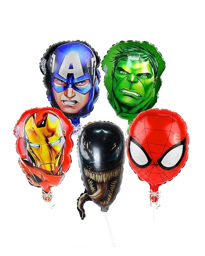 Avenger Heroes Face Balloons - Air Filled - 16 inches - 5PC - Wanna Party - front