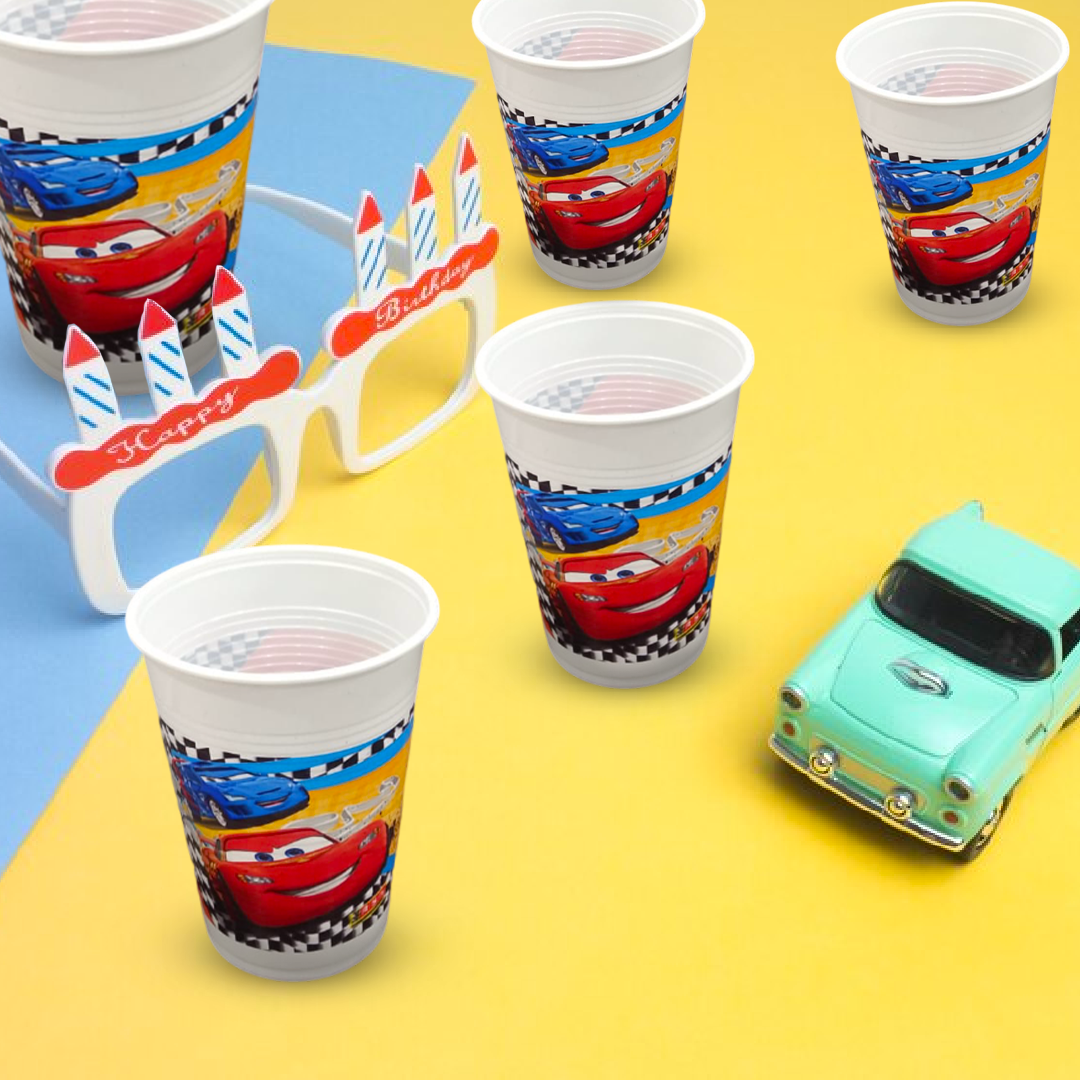 Car Theme Party Paper Cups - 250ML - 8PC