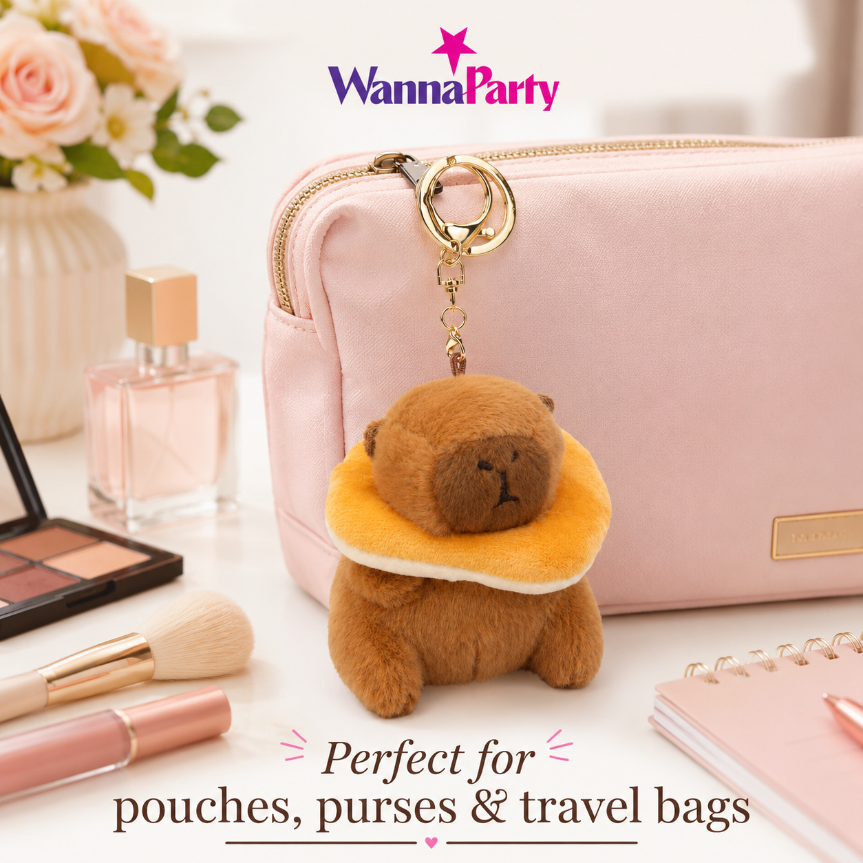 Capybara Neck Pillow Plushy Brown Key Chain - 1PC