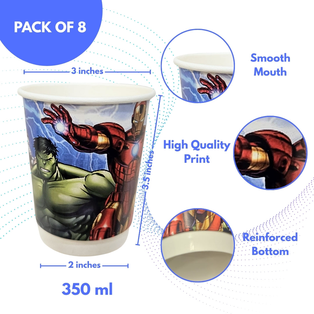 Avengers Theme Party Paper Cups - 350ML - 8PC