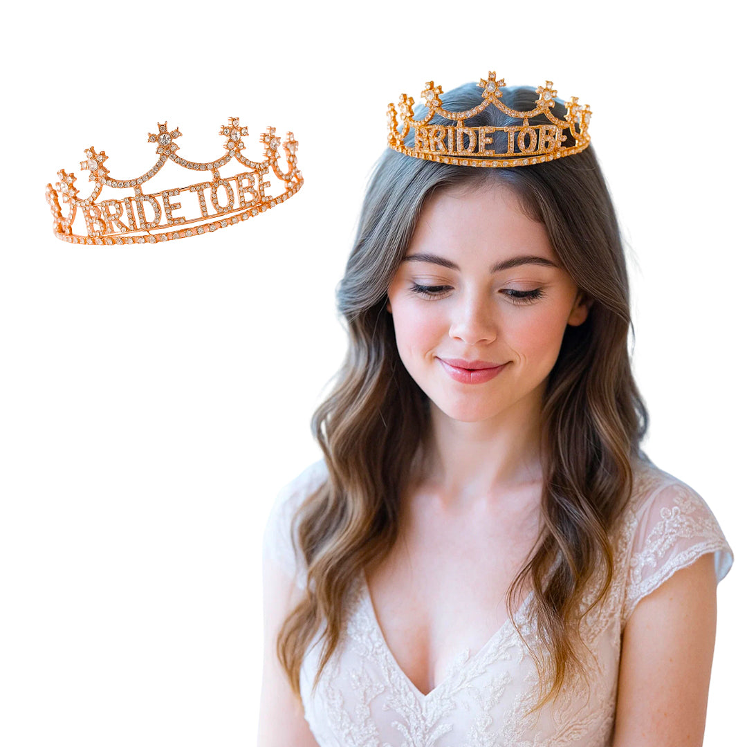 Bride To Be Silver Tiara with Rhinestones - 1PC