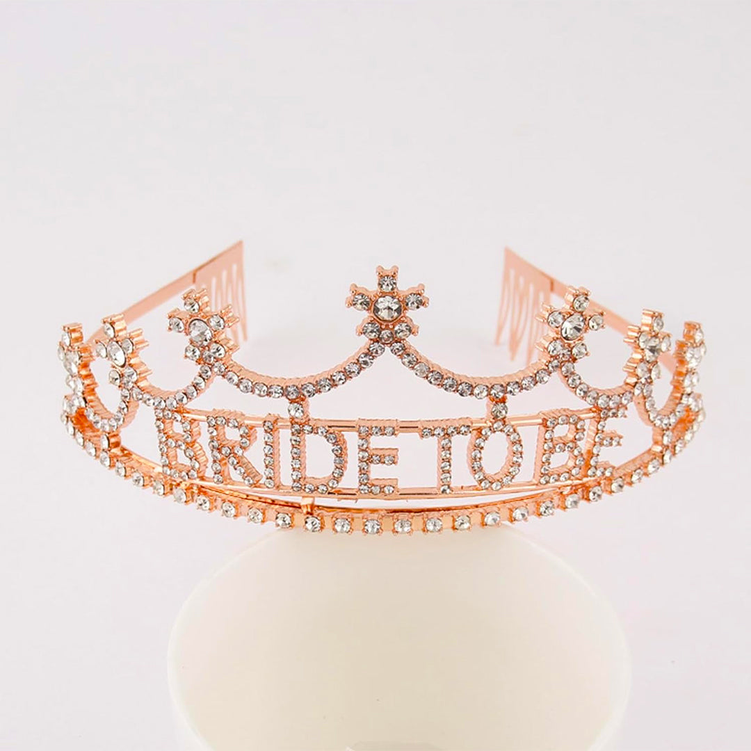 Bride To Be Silver Tiara with Rhinestones - 1PC