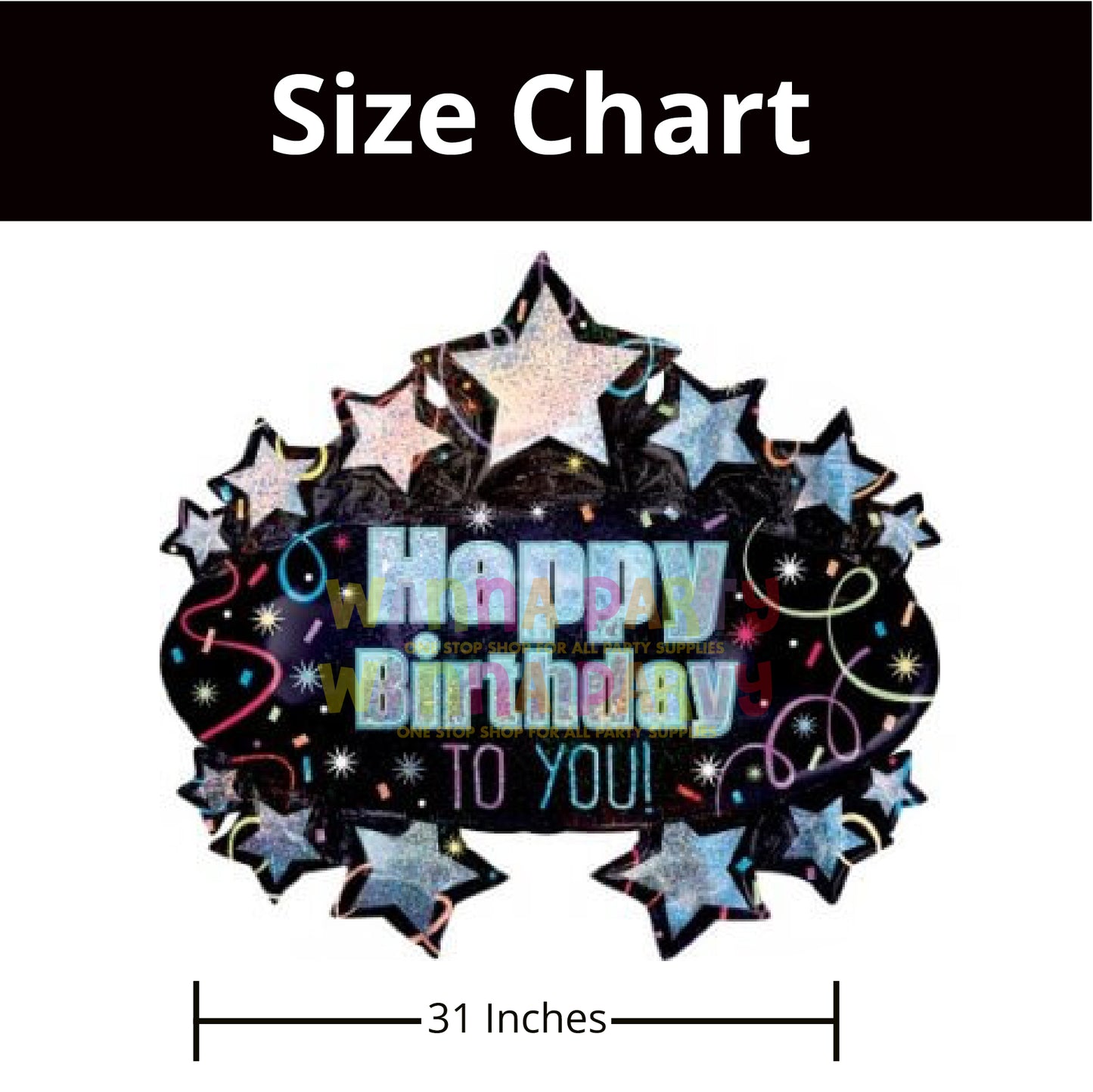 Happy Birthday Blue Marquee Foil Balloon - Helium Quality - 31 inches - 1PC
