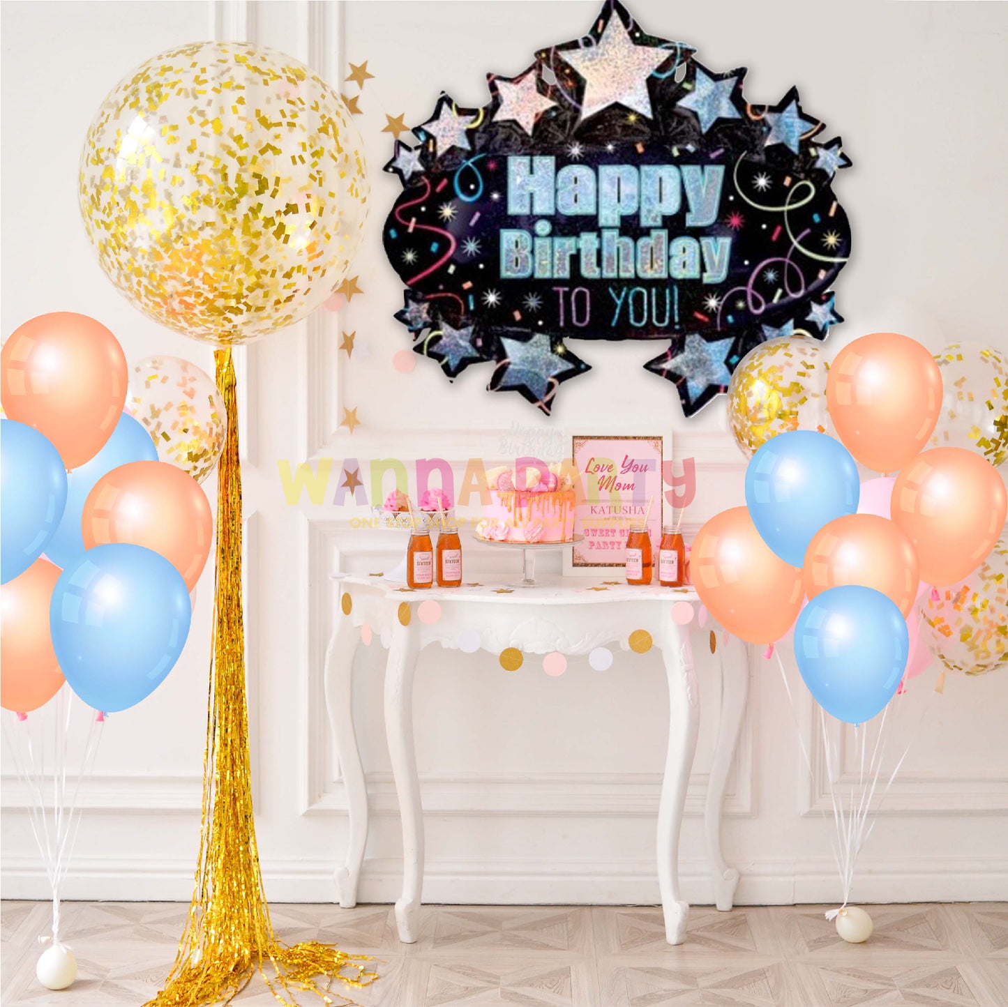 Happy Birthday Blue Marquee Foil Balloon - Helium Quality - 31 inches - 1PC