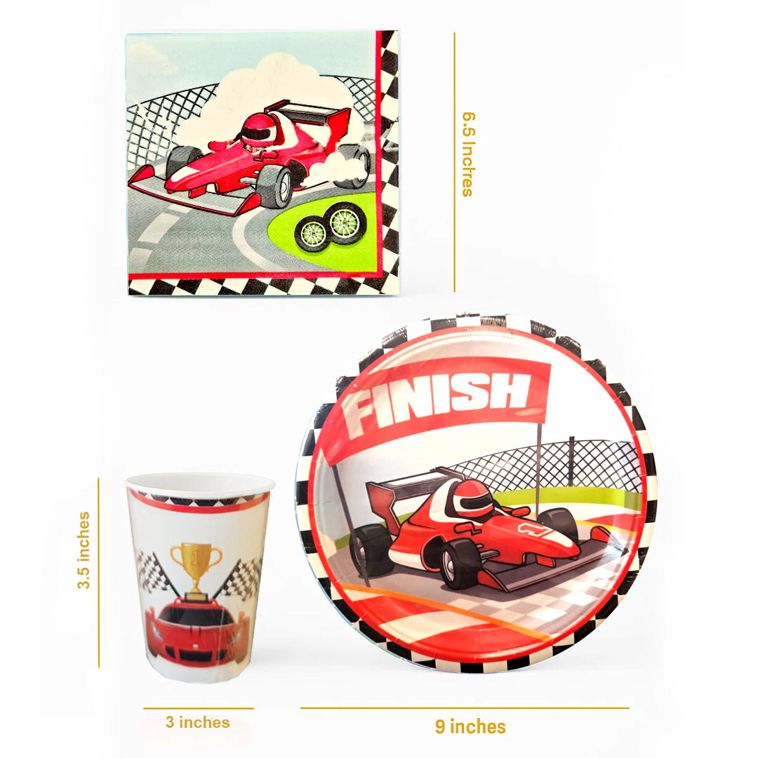 Cars Theme Party Tableware Set w/ Plates, Cups & Napkins - 40PC