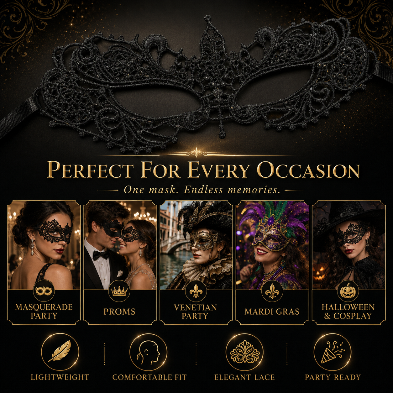 Masquerade Venetian Style Theater Masquerade Mask for Men and Wom... - Wanna Party - use