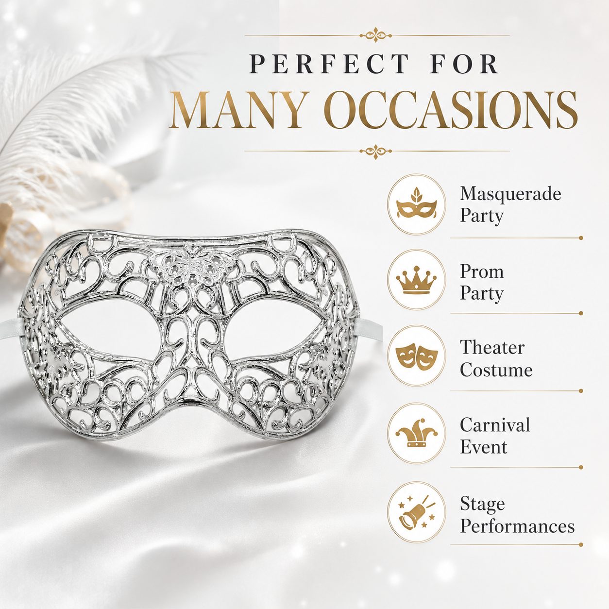 Masquerade Venetian Style Mask - Unisex