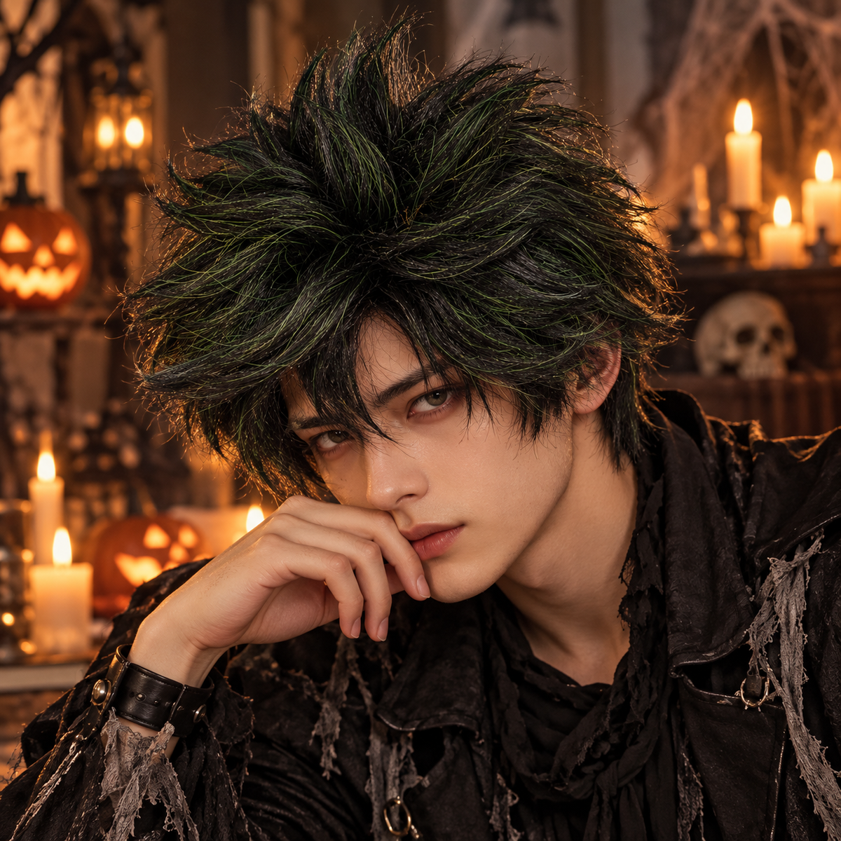 Dark Green Short Messy Wig | Cosplay Fancy Dress Hair Wig for Halloween, Fantasy Characters & Theme Parties