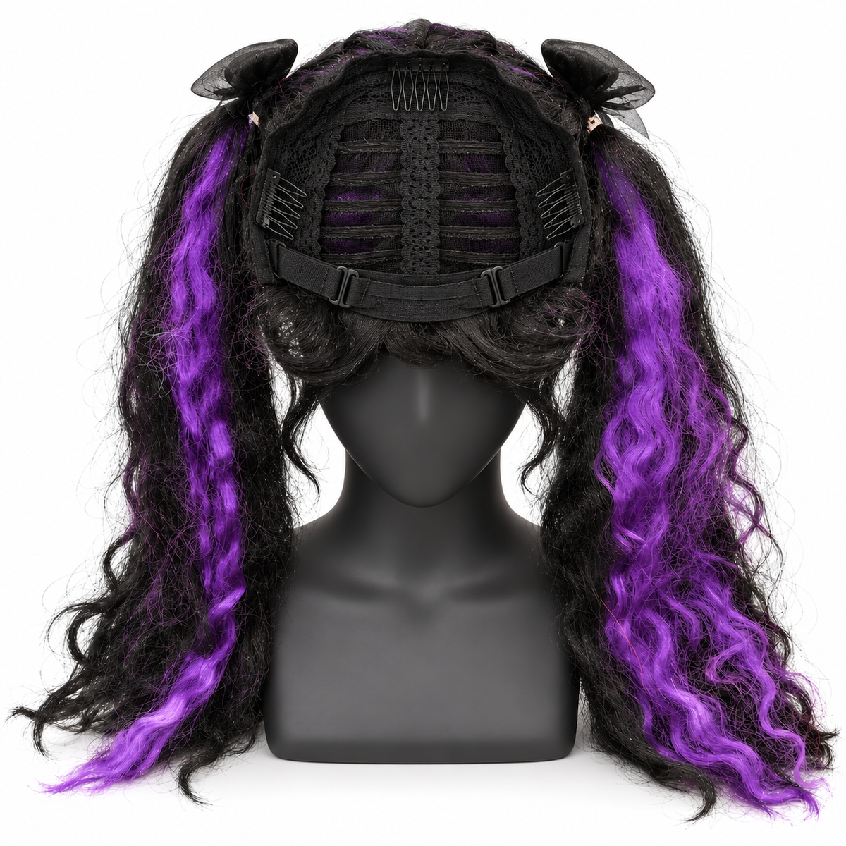 Gothic Black & Purple Twin Tails Wig | Two-Tone Cosplay Wig for Halloween, Fancy Dress & Theme Parties