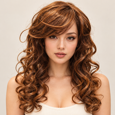 Brown Curly Long Wig | Fancy Dress Hair Wig for Halloween, Cosplay, Theme Parties & Costume Events