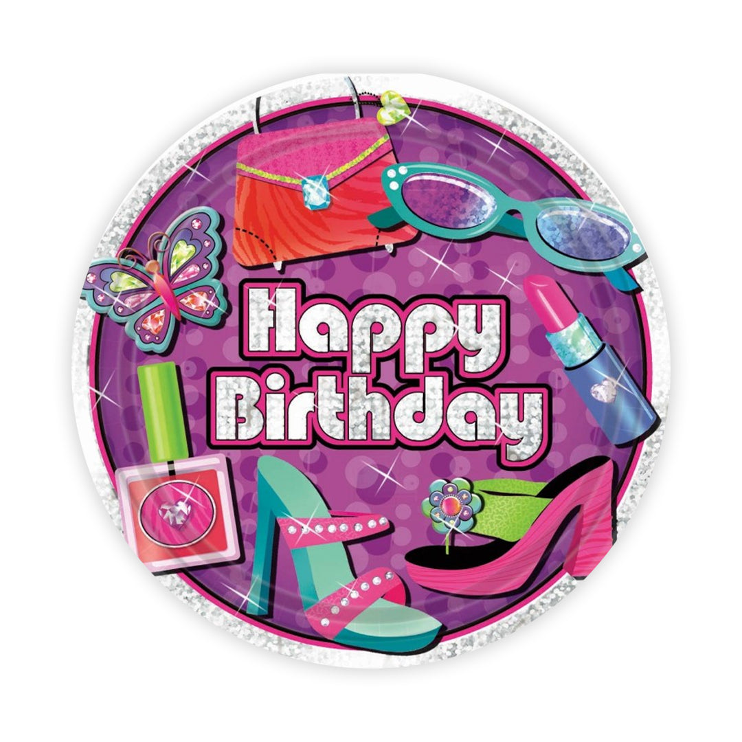 Make up Glitz and Glamour Theme Party Paper Plates - 9 inches - 8PC