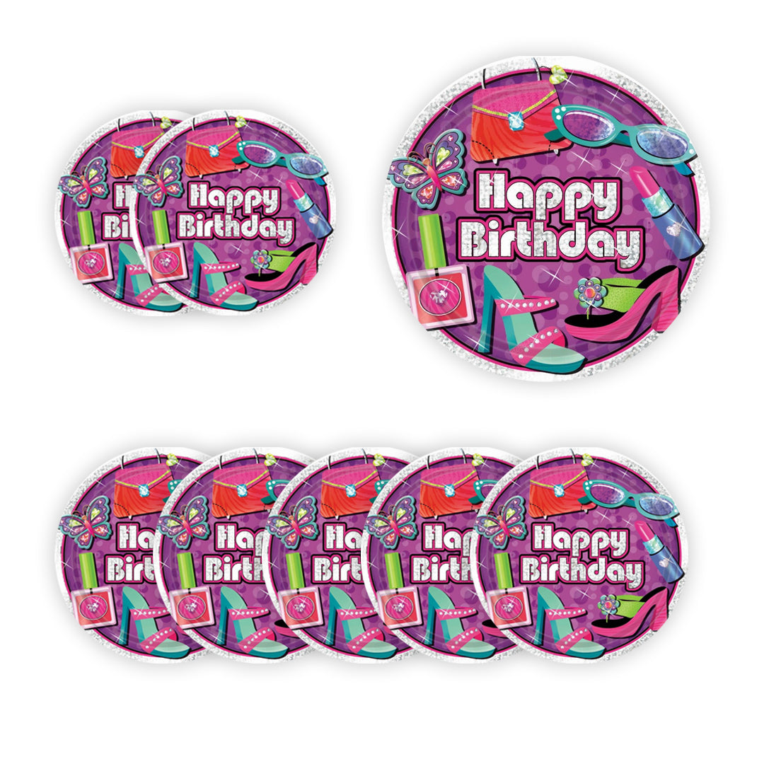Make up Glitz and Glamour Theme Party Paper Plates - 9 inches - 8PC