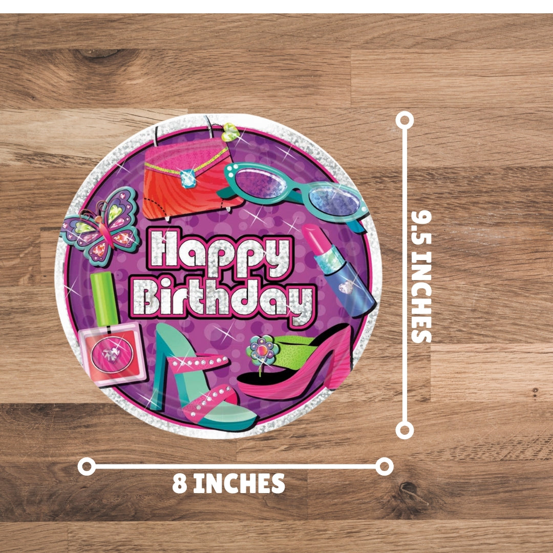 Make up Glitz and Glamour Theme Party Paper Plates - 9 inches - 8PC