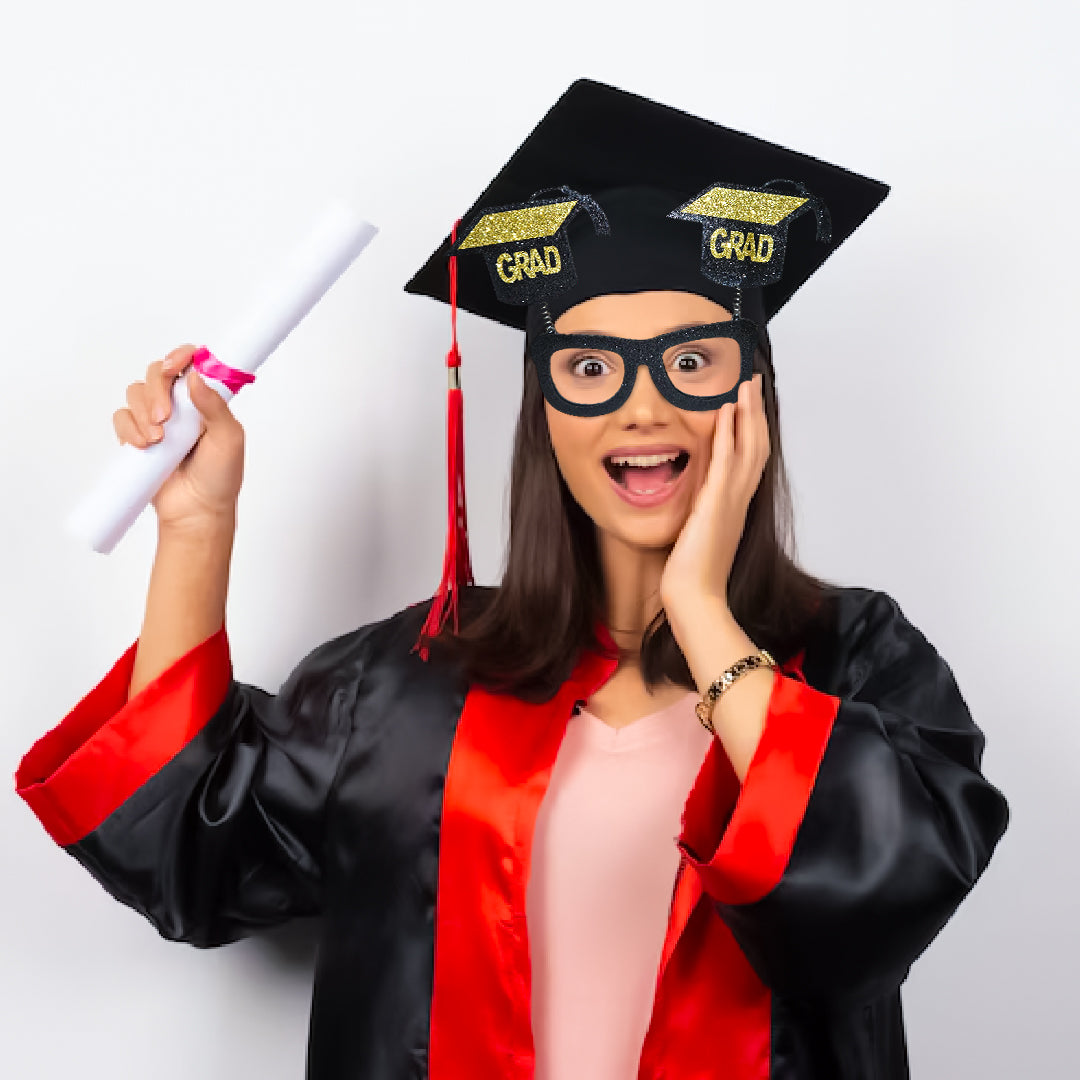 Graduation Black & Gold Sunglass with Shimmer - 1PC