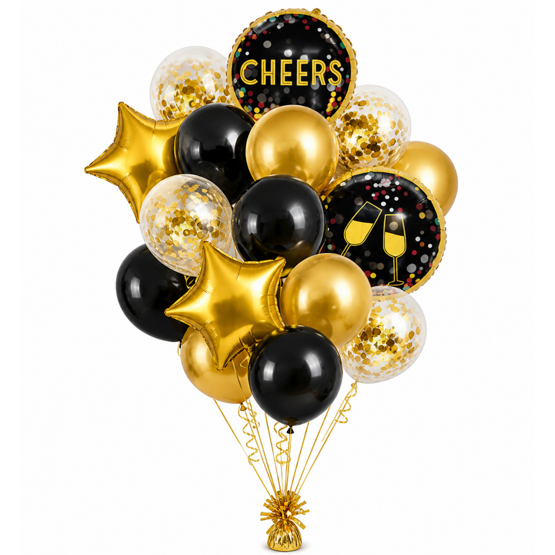 Cheers Balloon Set for Party Celebration Helium Filled & Pre-Inflated Set of 16PC