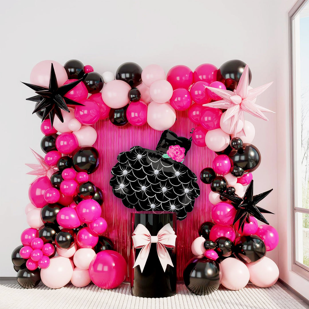 Little Black Dress Shaped Black & Pink Foil Balloon - Helium Quality - 32 inches - 1PC