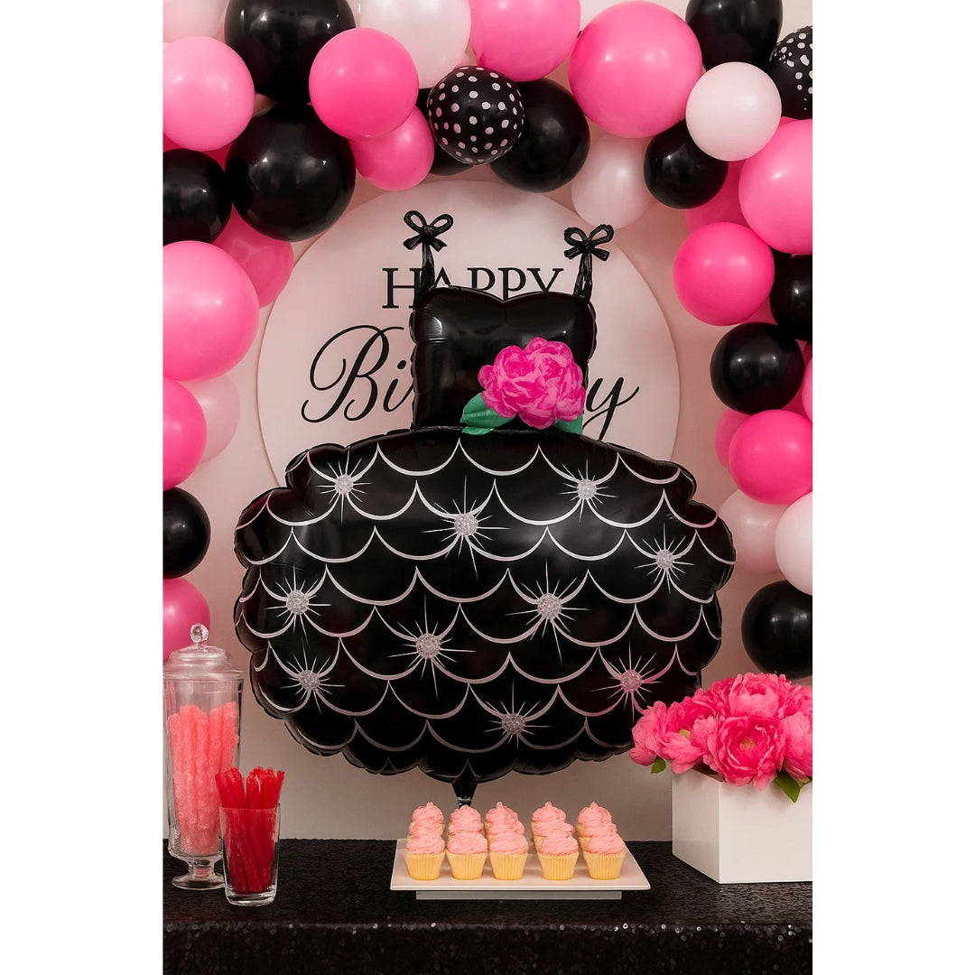 Little Black Dress Shaped Black & Pink Foil Balloon - Helium Quality - 32 inches - 1PC