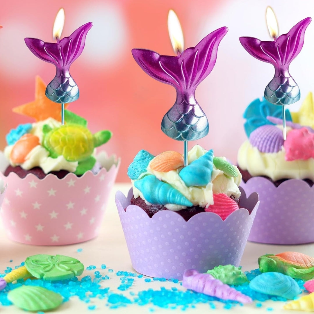 Mermaid Tail Shaped Glitter Candle - 3PC