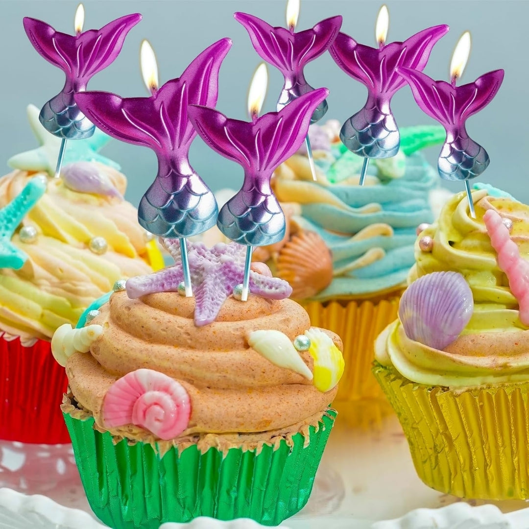 Mermaid Tail Shaped Glitter Candle - 3PC