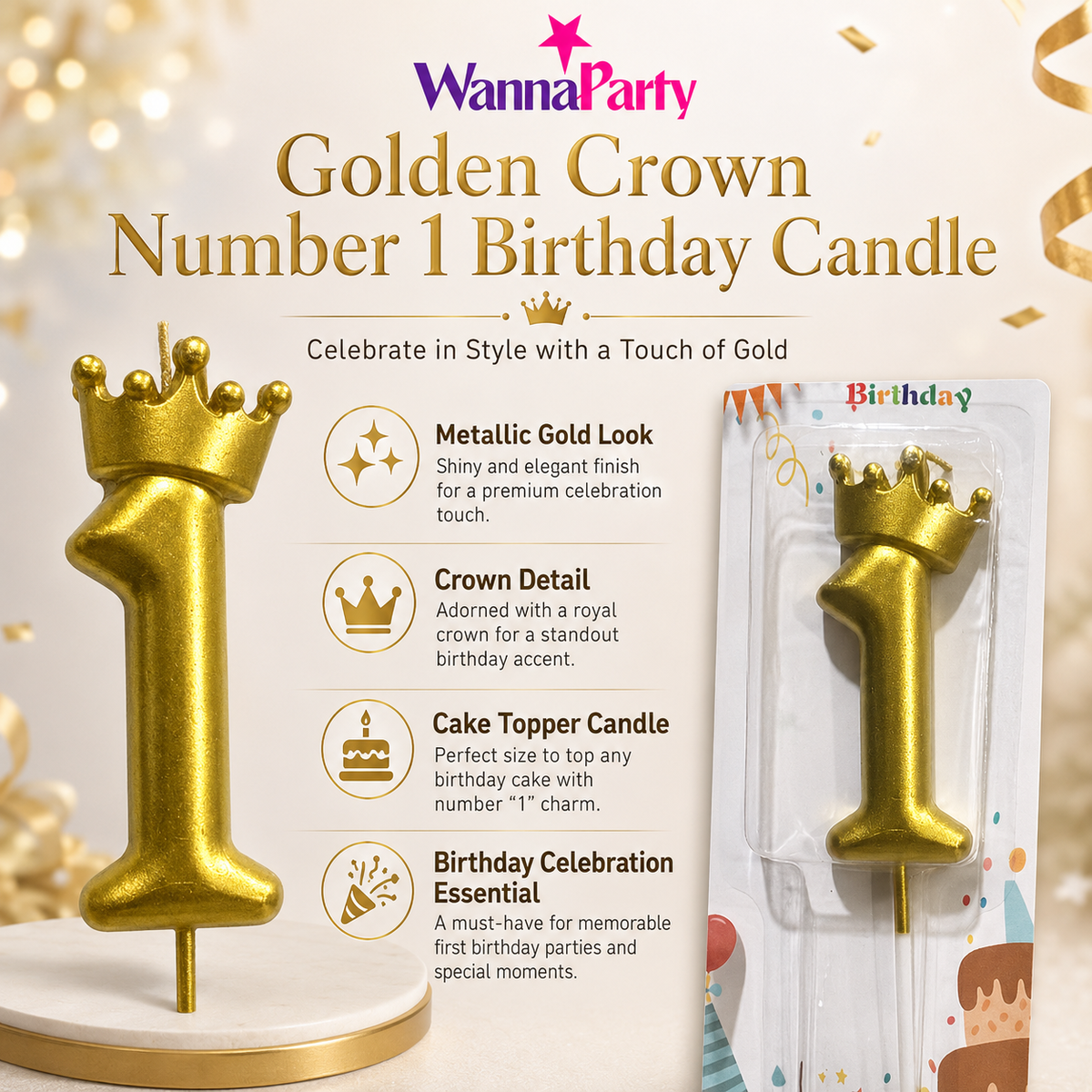 Golden Crown Numerical Candle No. 1
