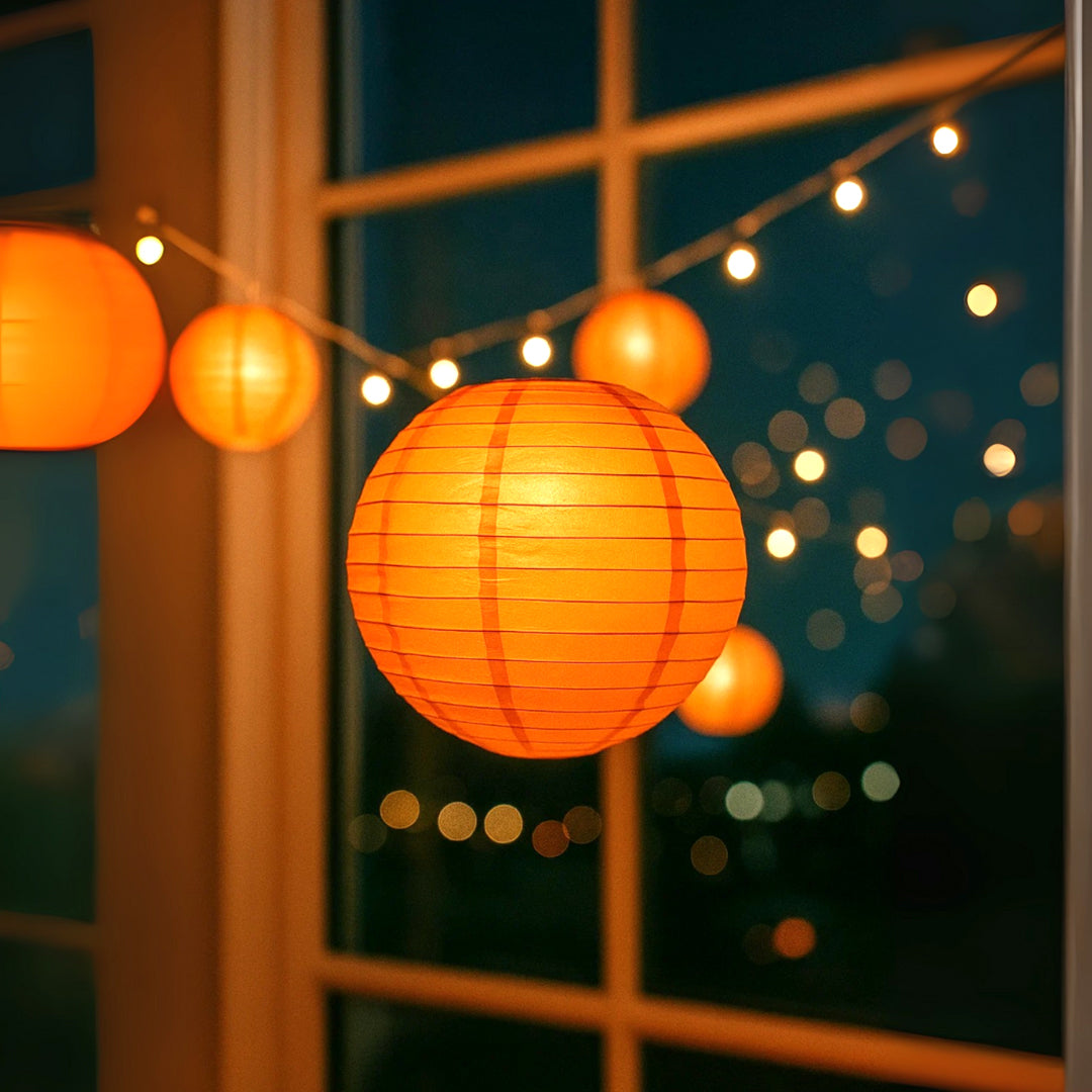 Orange Round Paper Lantern - 10 Inches - 1PC
