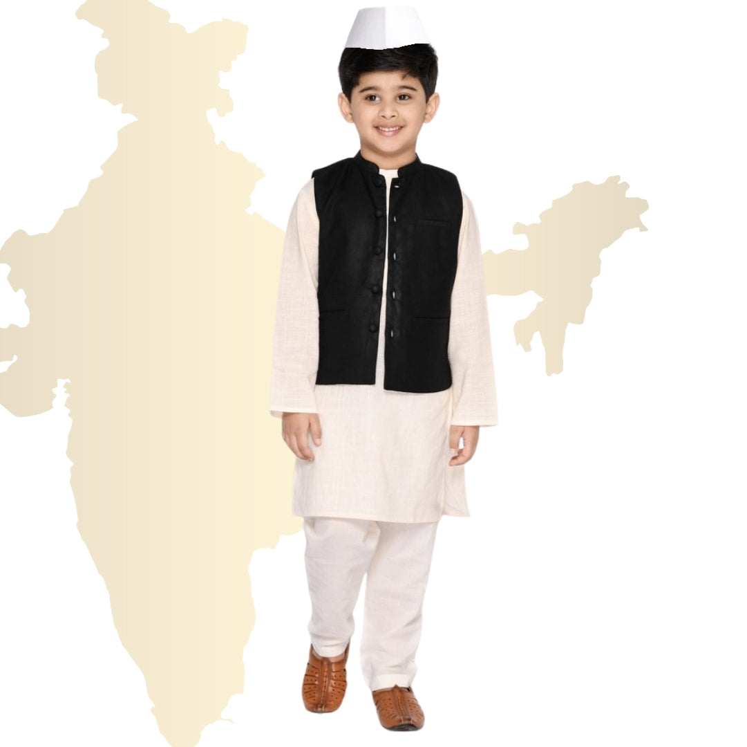Pandit Jawaharlal Nehru (Chacha Nehru) Costume for Kids – Size: Small (Ages 3 to 5)