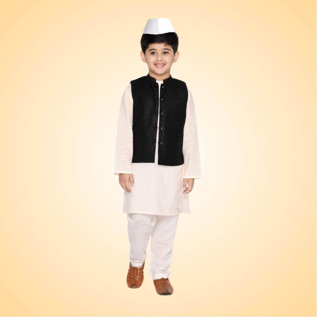 Pandit Jawaharlal Nehru (Chacha Nehru) Costume for Kids – Size: Small (Ages 3 to 5)