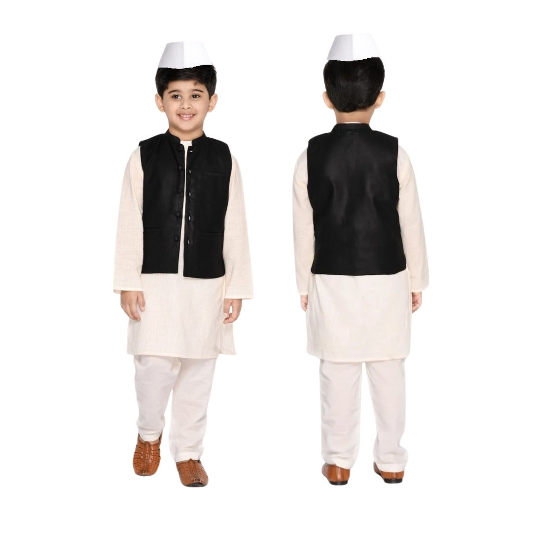 Pandit Jawaharlal Nehru (Chacha Nehru) Costume for Kids – Size: Small (Ages 3 to 5)