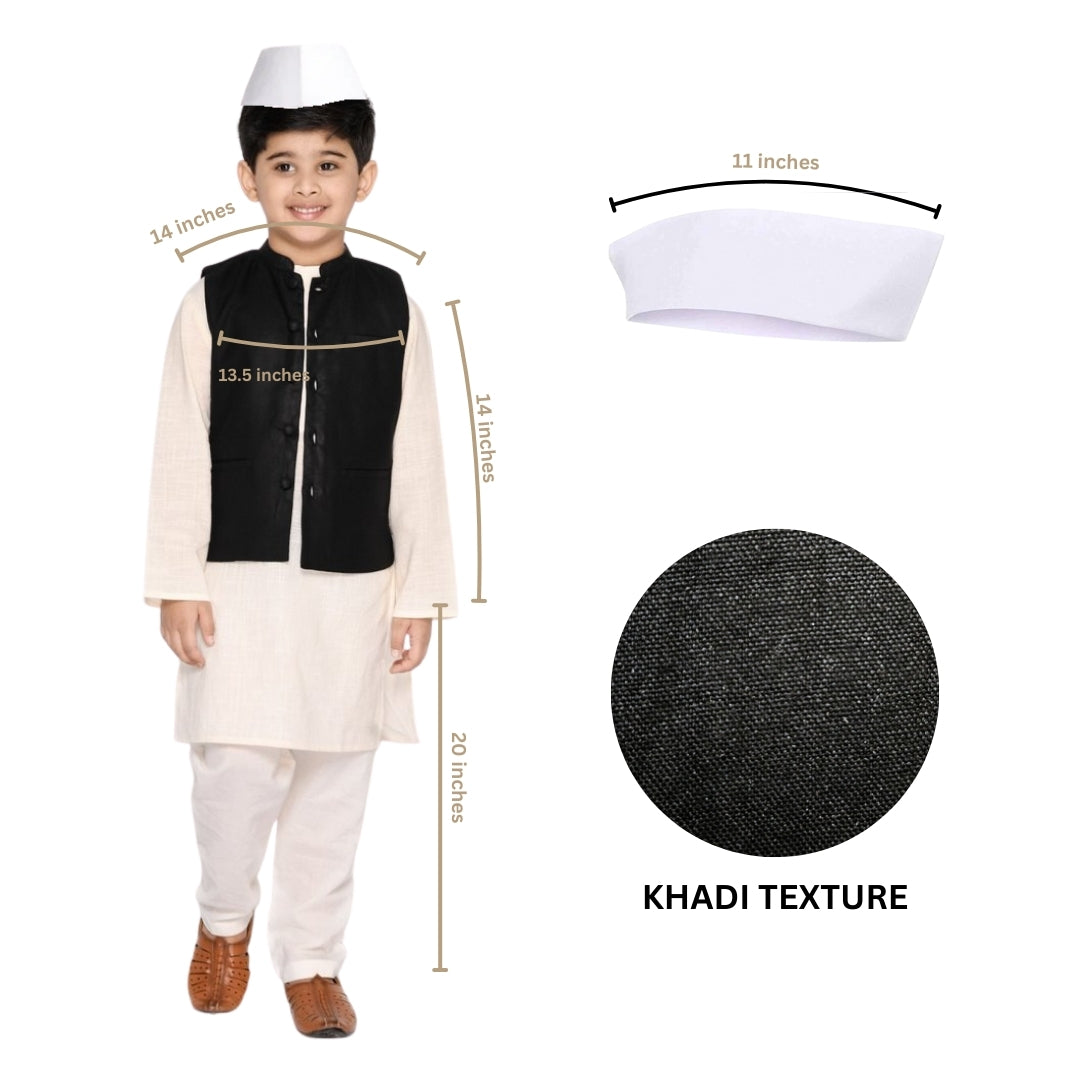 Pandit Jawaharlal Nehru (Chacha Nehru) Costume for Kids – Size: Small (Ages 3 to 5)