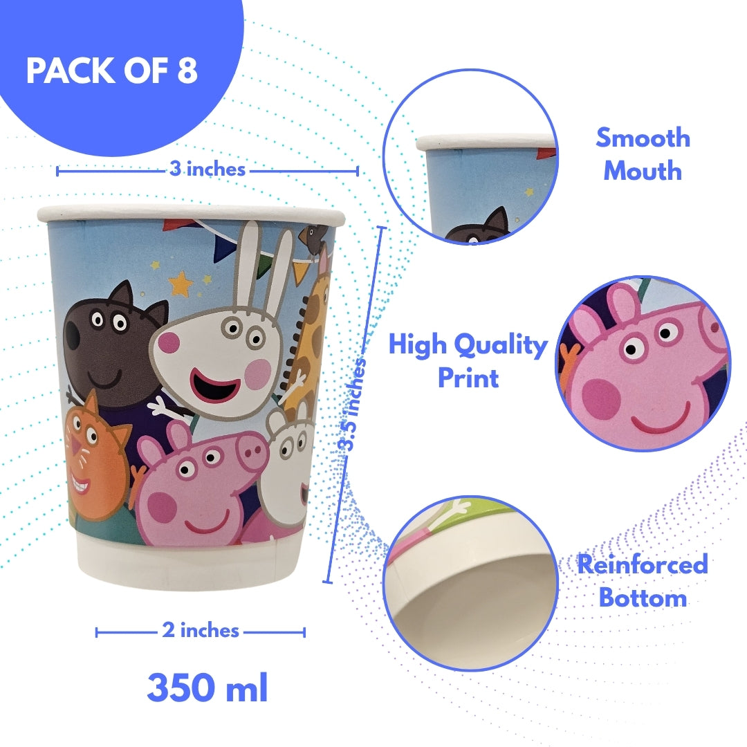 Peppa Pig & Friends Theme Party Paper Cups - 350ML - 8PC