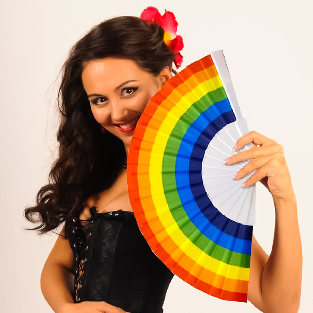 Rainbow Hand Fans for Mehendi / Haldi Wedding Favors - 1PC