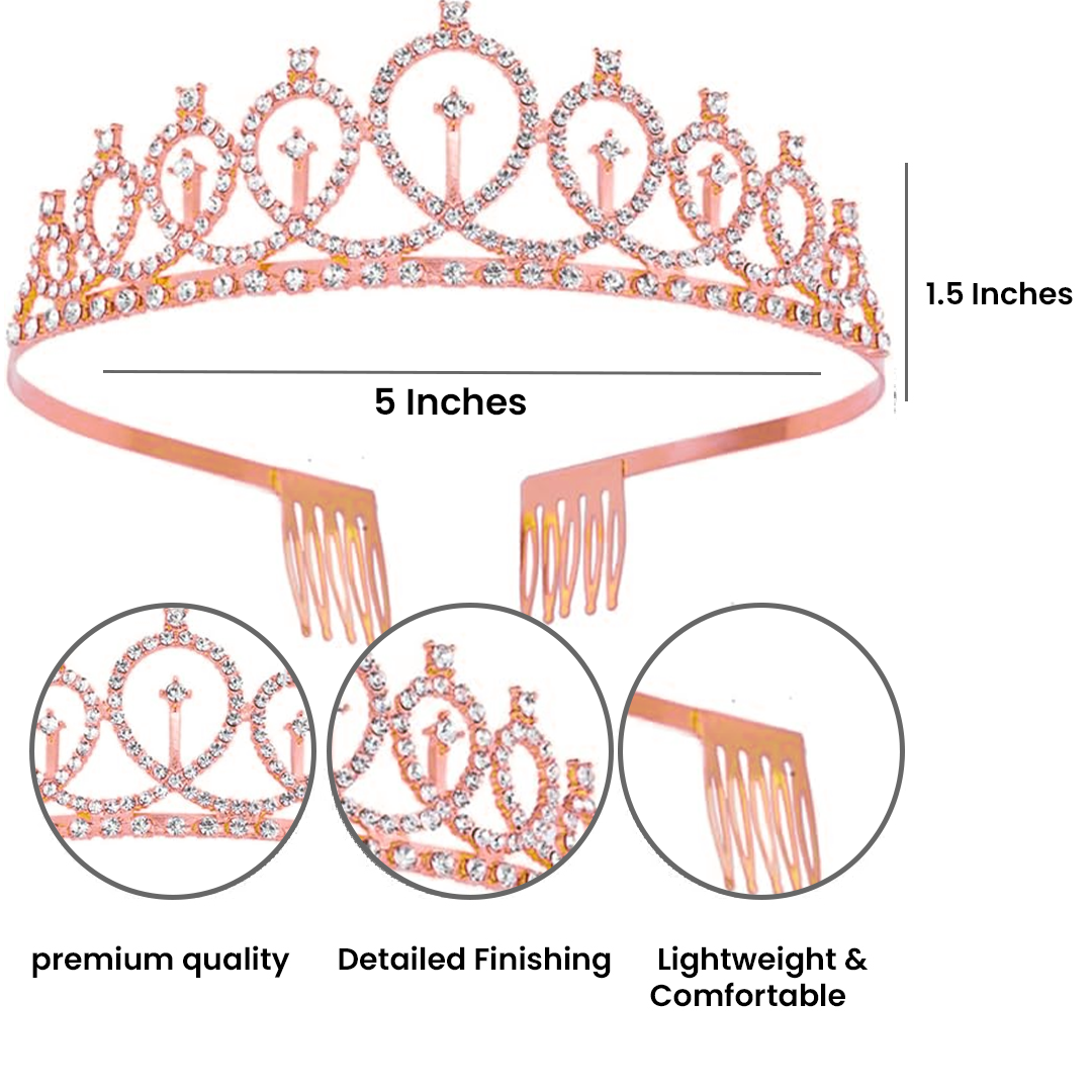 Rose Gold Tiara wth Mom To Be Sash Combo - 2PC