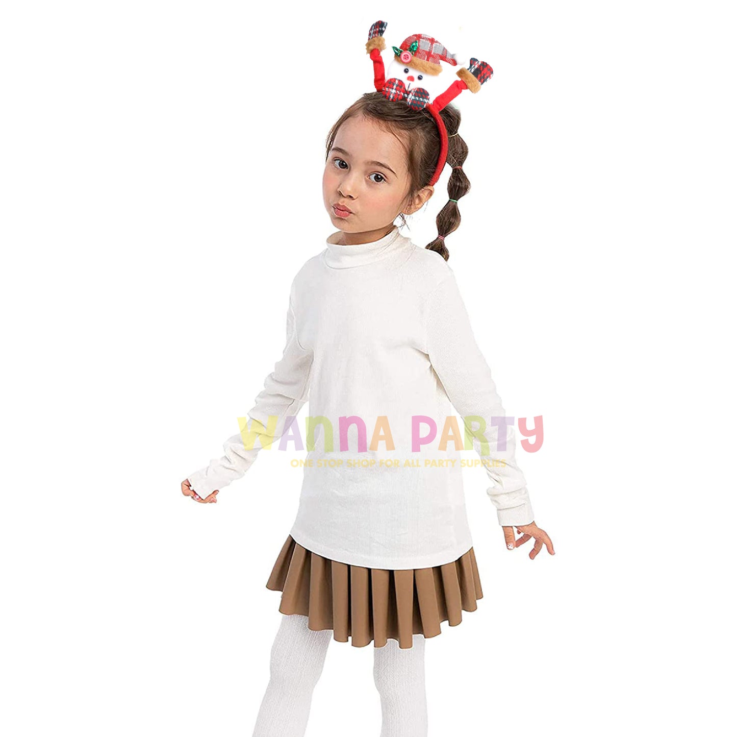 Waving Santa Claus with Gloves & Bow Headband