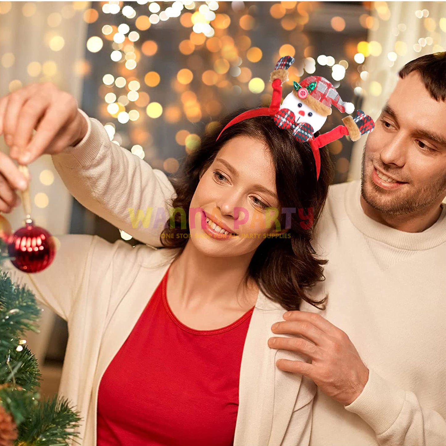 Waving Santa Claus with Gloves & Bow Headband