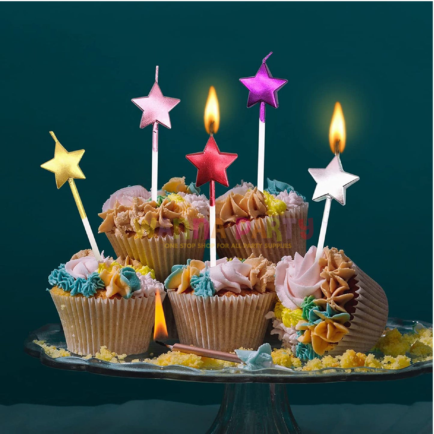 Silver Star Pick Candle - 5 PC