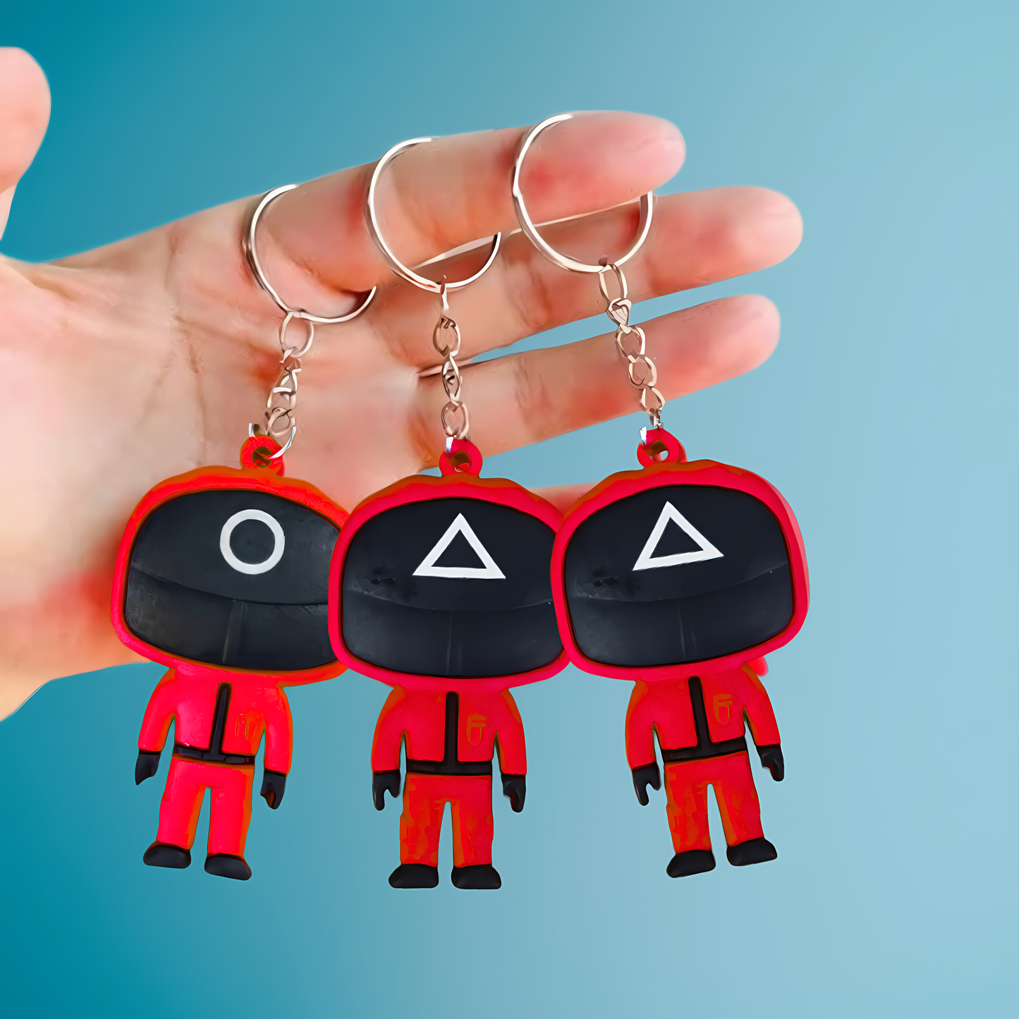 Squid Game Mask Men Figurine Keychain Set for Party Favour - 3PC