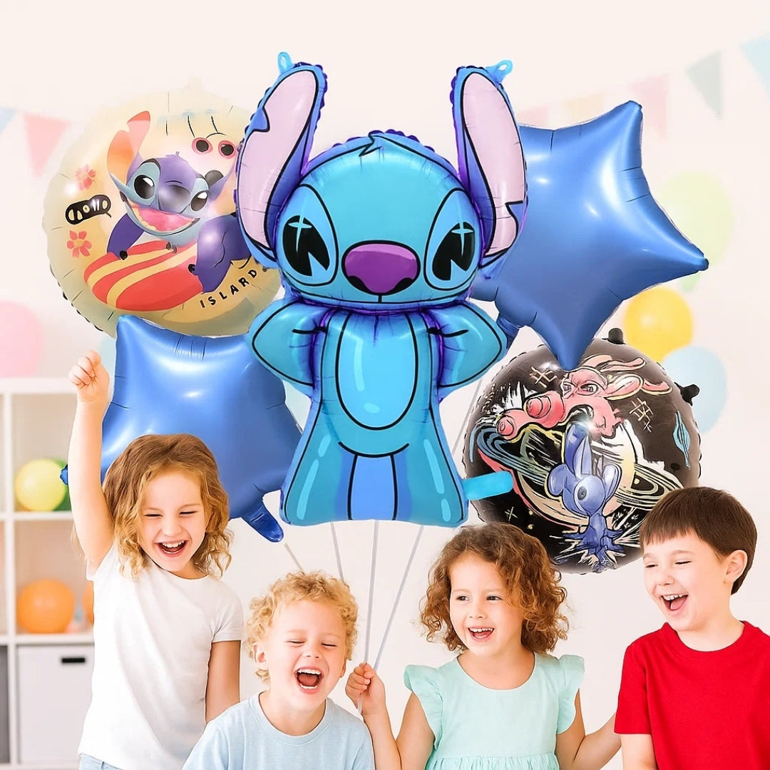 Stitch Theme Birthday Balloon Combo Set - Helium Quality - 5PC