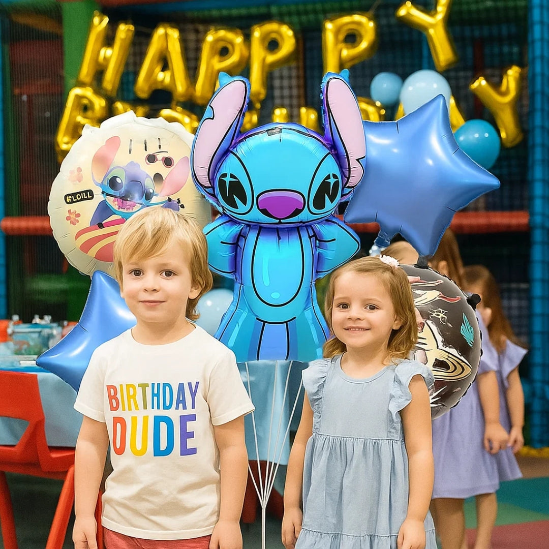 Stitch Theme Birthday Balloon Combo Set - Helium Quality - 5PC